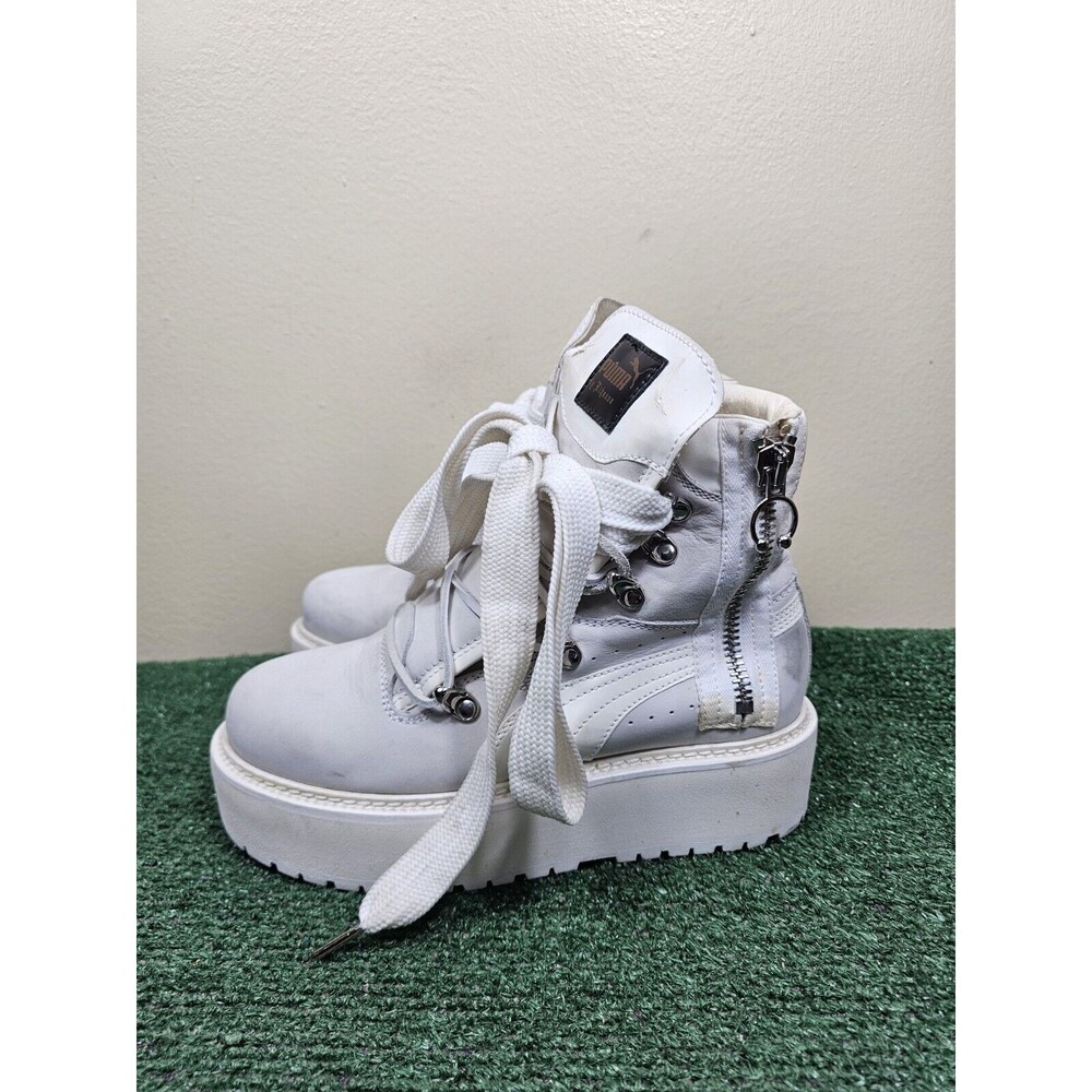 White Platform Lace-Up Women's Boots